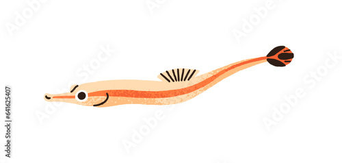 Long fish, cute funny tropical species. Abstract marine animal, small little ...