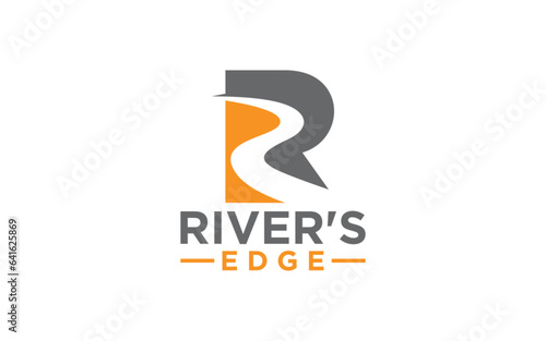 Initial R River Creative Logo Design Template, Simple Initial R logo template vector, letter R logo with a combination of water waves