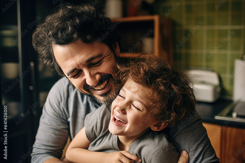 This image depicts a father embracing his cheerful son at home.
Generative AI This image depicts a father embracing his cheerful son at home.
Generative AI