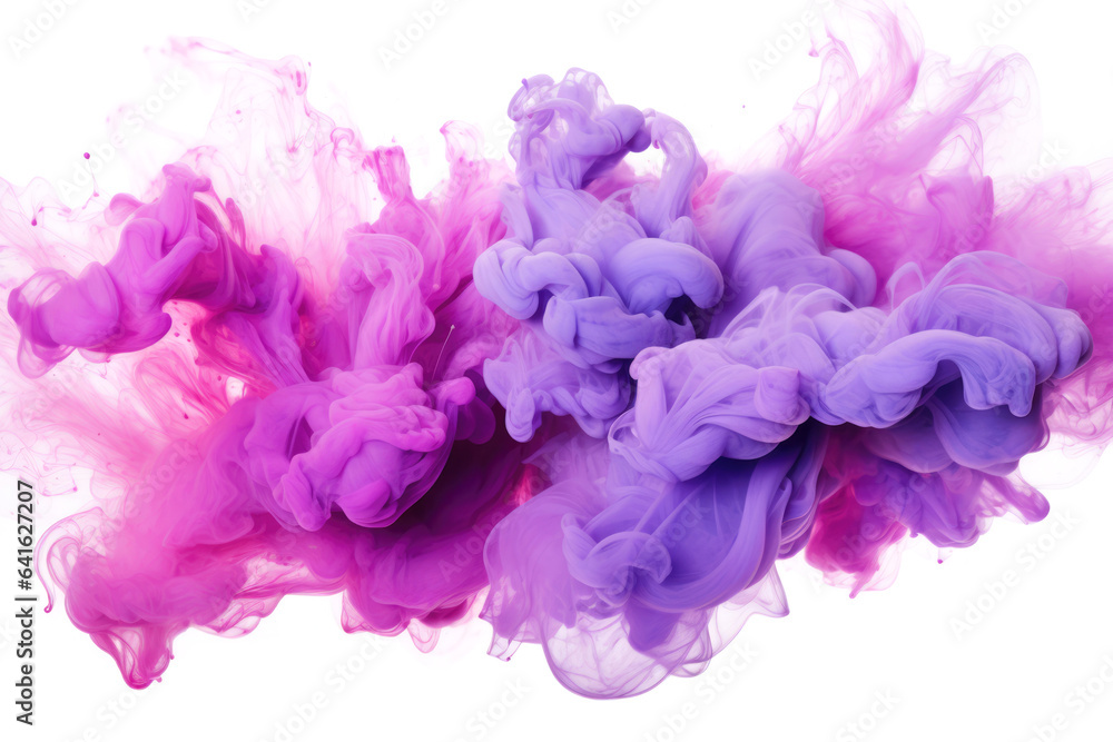 mixing purple and pink paints in water on a white background mixing purple and pink paints in water on a white background