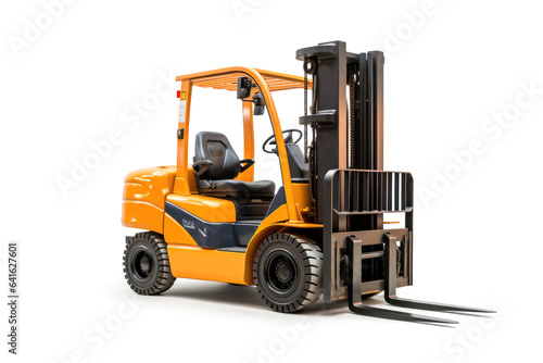 Yellow forklift truck isolated on white background