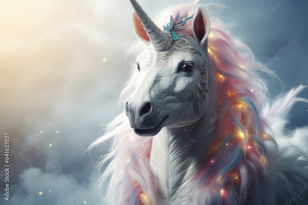 fabulous unicorn in the clouds in the sky. copy space for text fabulous unicorn in the clouds in the sky. copy space for text