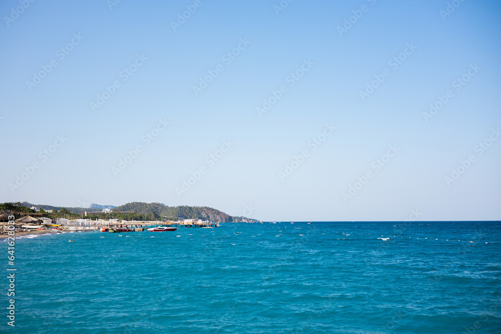 View on islands and blue sea in hot summer day and clear blue sky