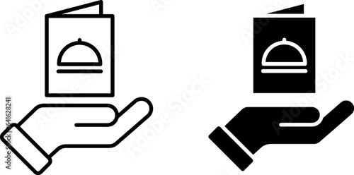 Food menu with hand icon set. Restaurant menu symbol