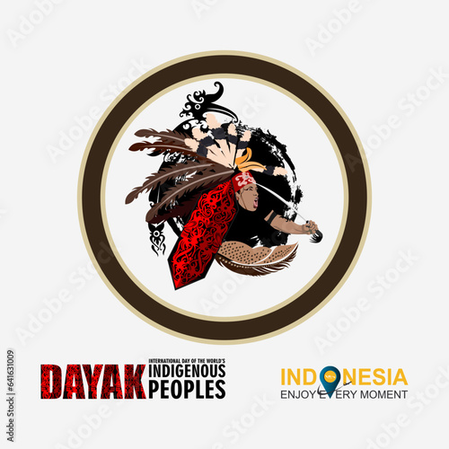 Vector illustration of the badge of the Dayak tribe in Kalimantan.