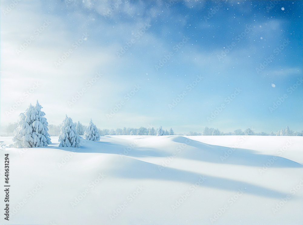 Obraz premium Winter landscape. Bright day, snow, sunny
