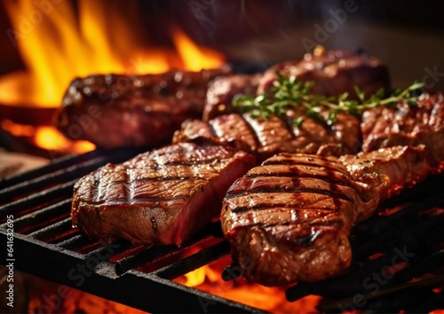 Grilled meat on the grill, typical Brazilian meat