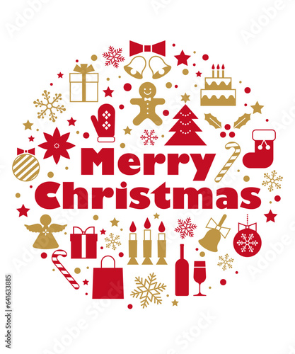 クリスマスのイラスト素材セット ロゴ ベクター 白バック 12月