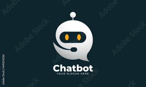 Chat bot customer service support logo icon vector design