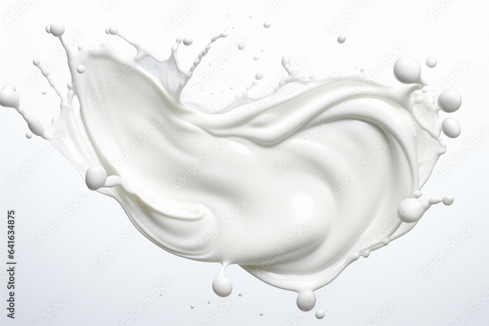 milk splash isolated on white background - obrazy, fototapety, plakaty 