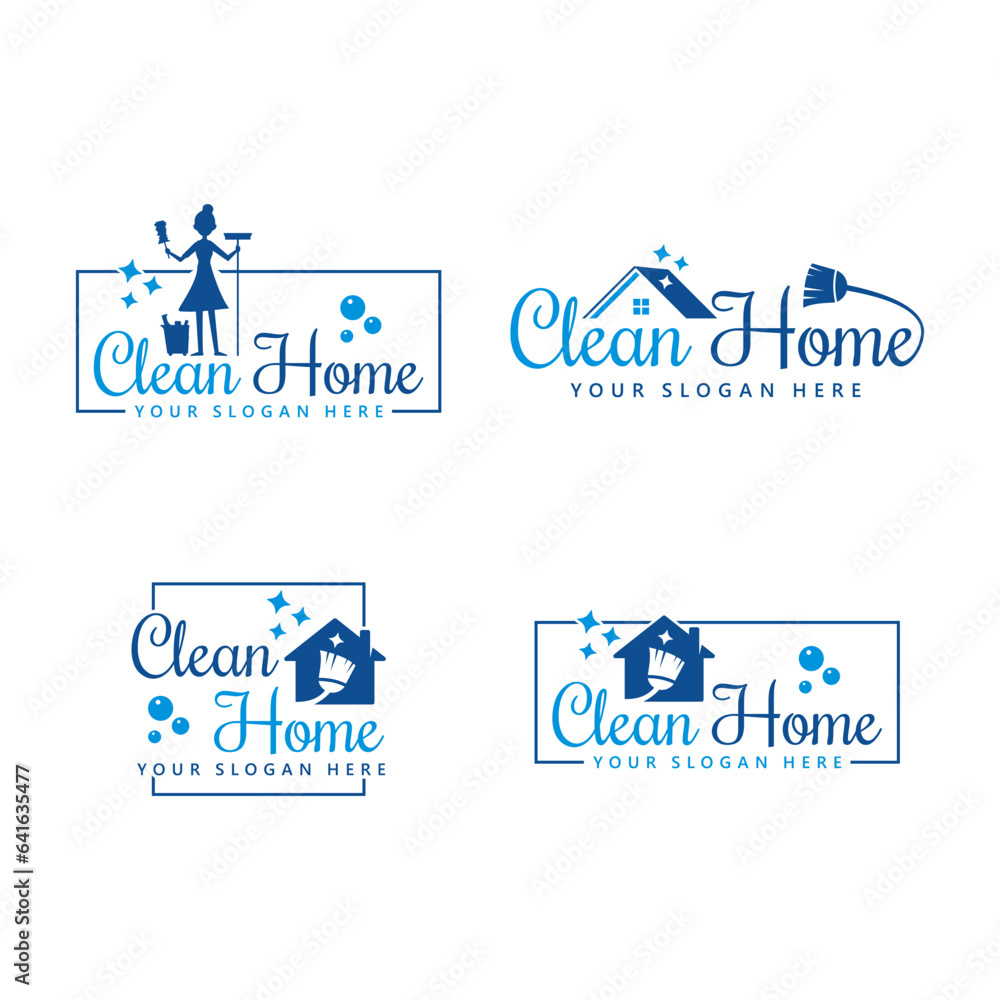 Clean and House service logo vector set design template