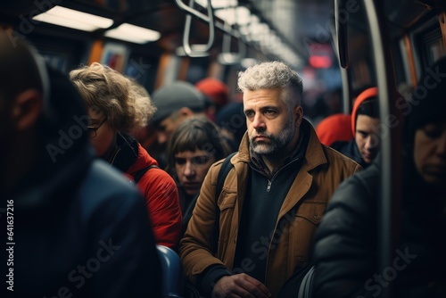 Crowded Subway Tain - People Going to Work by Train - Urban Commute - AI Generated © Arthur