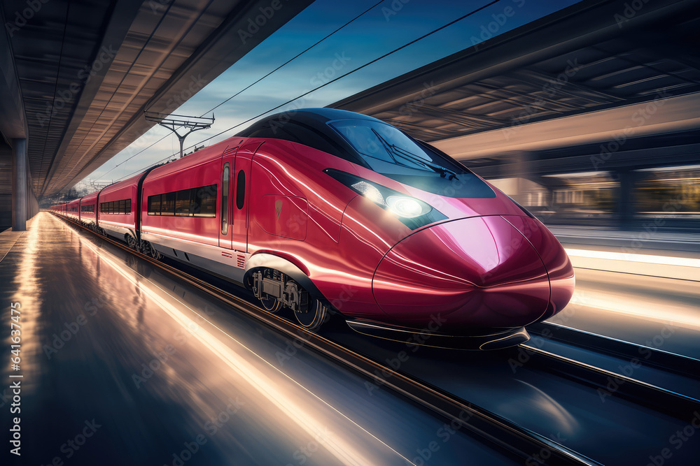 High-Speed Train - Future Tracvel - Blurred Background, Fast Motion - AI Generated High-Speed Train - Future Tracvel - Blurred Background, Fast Motion - AI Generated