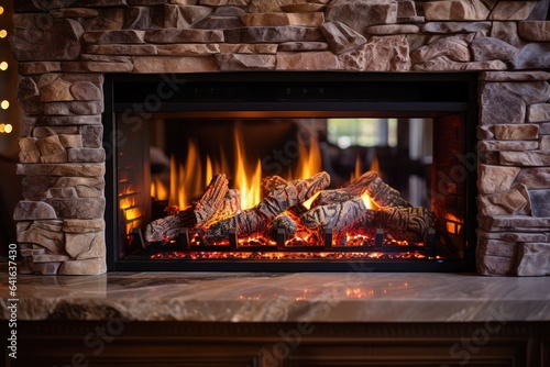 Glowinf Fireplace at a Cozy Home  Soft Focus - Ambience and Cozy Corners - AI Generated