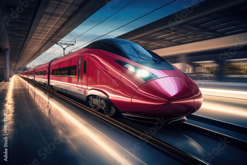 High-Speed Train - Future Tracvel - Blurred Background, Fast Motion - AI Generated
