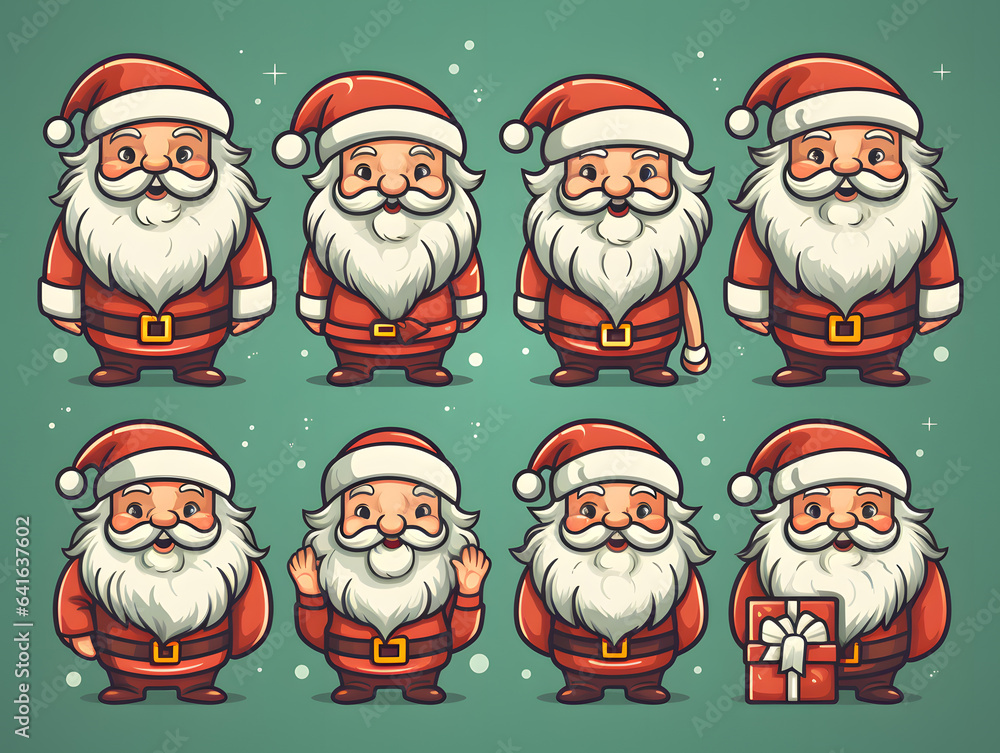 Set of cute Christmas and New Year character design, red and cute sticker, christmas set, banner. Set of cute Christmas and New Year character design, red and cute sticker, christmas set, banner.