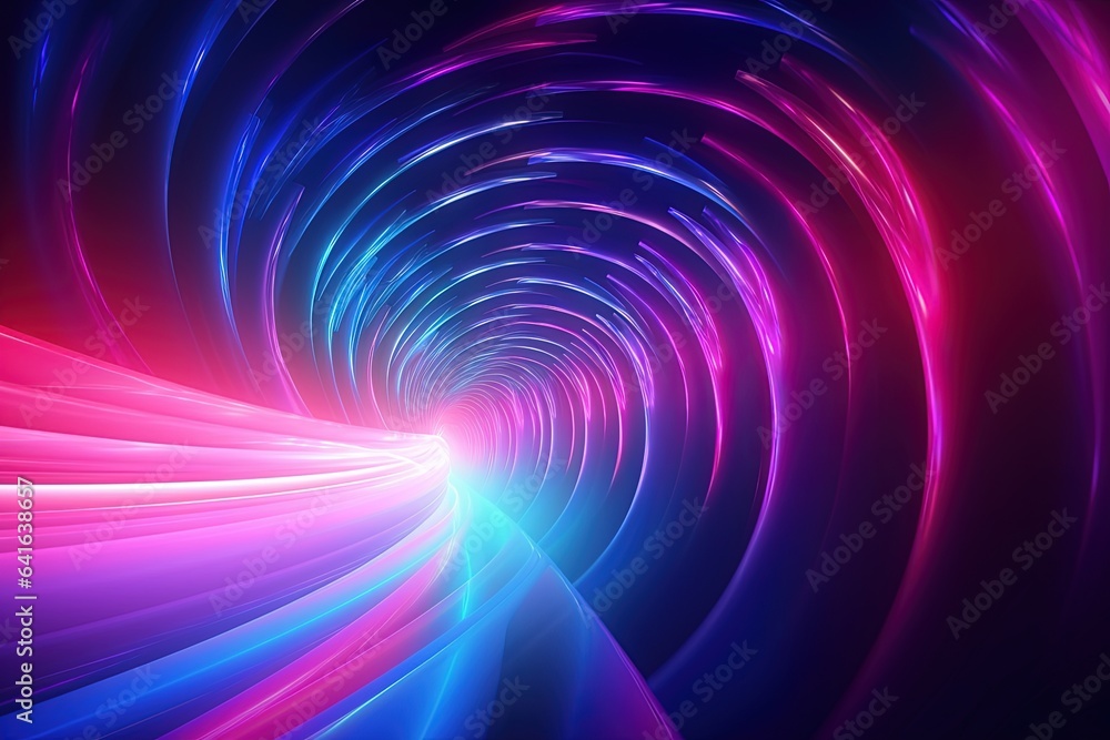 Fototapeta premium neon purple and pink spiral with black background