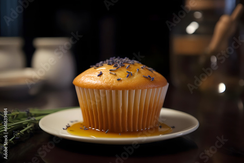 Honey Lavender Muffin, sweet honey and delicate lavender, enclosed in a liner
