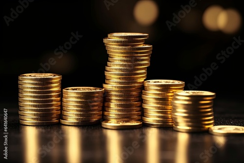Stack of Gold Coin on Black Background, Generative AI