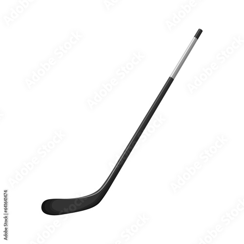 Ice hockey stick isolated on white with shadow. Black tool with white handle. Realistic vector element for sport design, professional hockey event banner or winter outdoor activities illustration.