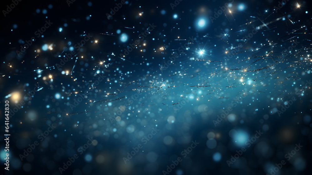 Fototapeta premium Abstract space background with blue and gold stars and nebula. 3d rendering.