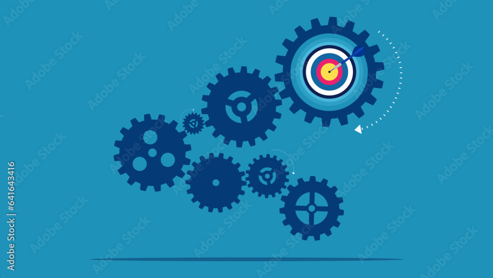 process of success. gear mechanism with a target. vector
