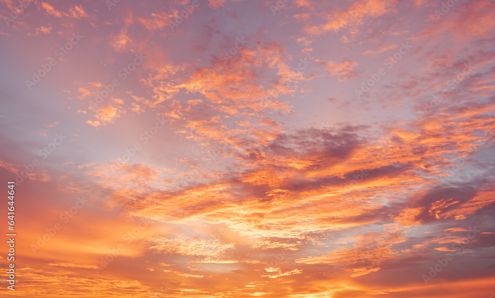 Panoramic view of sunset golden and blue sky nature background.
Colorful dramatic sky with cloud at sunset.Sky background.Sky with clouds at sunset.