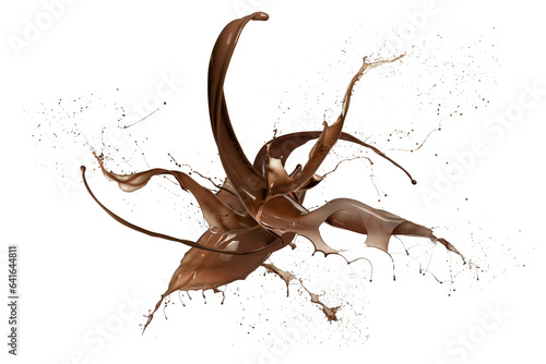 liquid splash chocolate wave, isolated on white background.