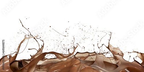liquid splash chocolate wave, isolated on white background.