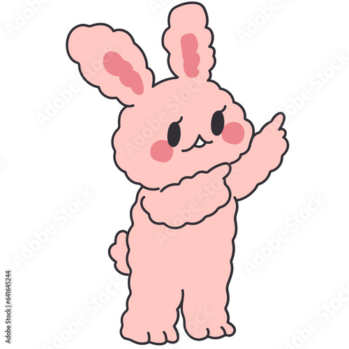 Rabbit pointing line filled illustration