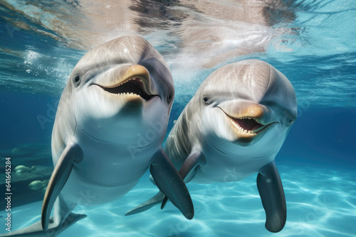 A pair of dolphins in love close up © Venka