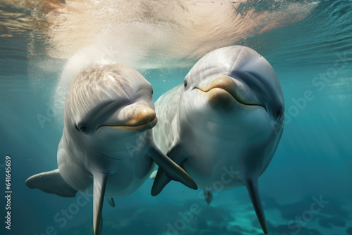 A pair of dolphins in love close up © Veniamin Kraskov