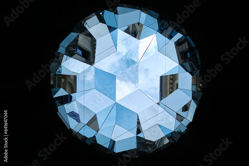 Abstract modern round urban picture, sky mirror architecture