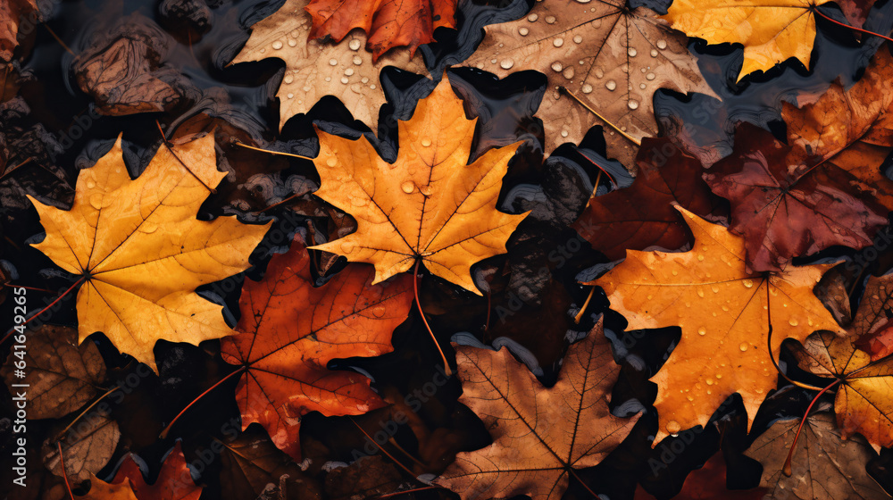 Autumn leaves lying on the floor - Generative AI Autumn leaves lying on the floor - Generative AI
