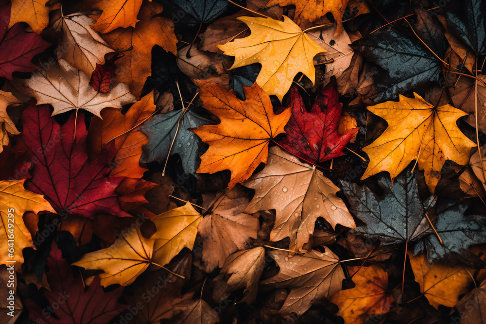 Autumn leaves lying on the floor - Generative AI Autumn leaves lying on the floor - Generative AI