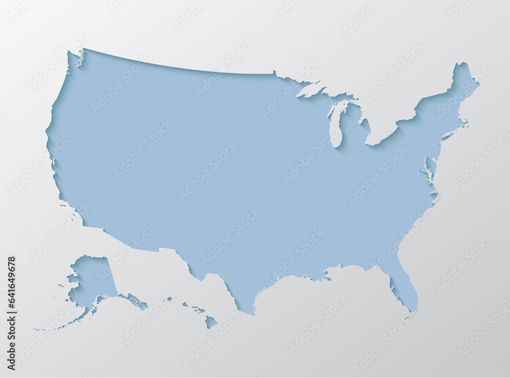 Vector map United states of America, inner shadow