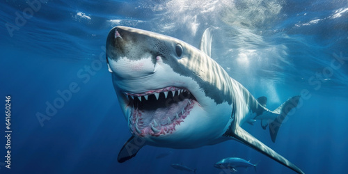 Close-up of a white shark in the ocean © red_orange_stock