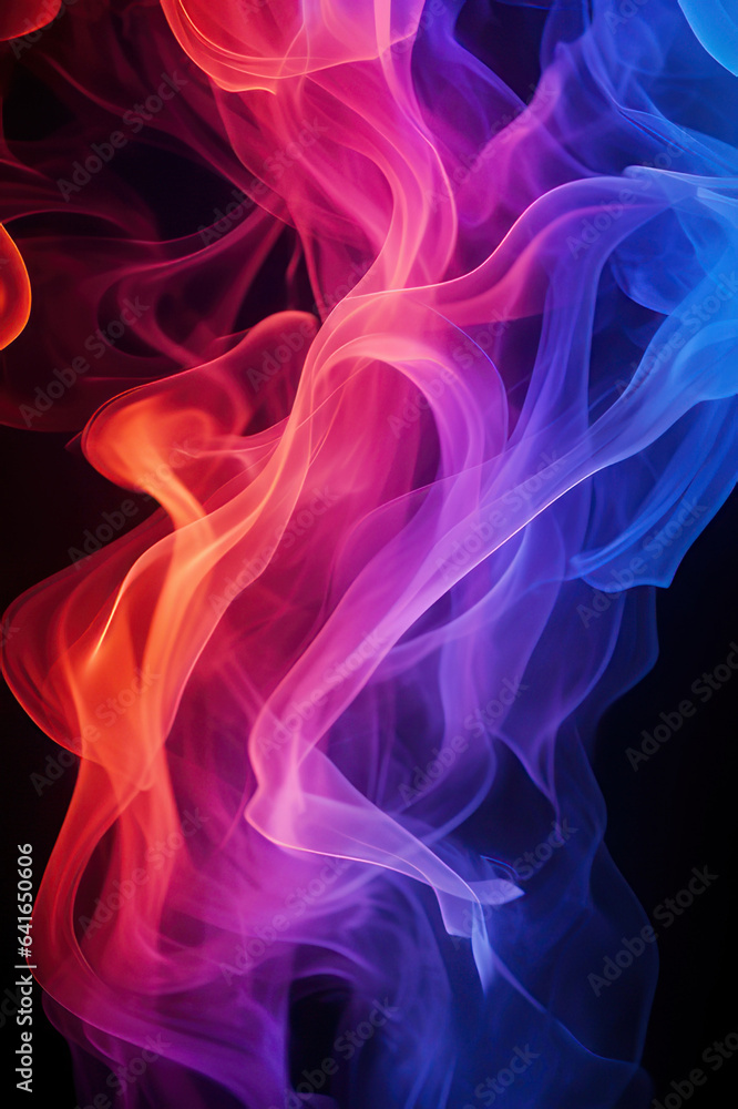 Colored smoke on a black background. Vertical background. AI generative. Colored smoke on a black background. Vertical background. AI generative.