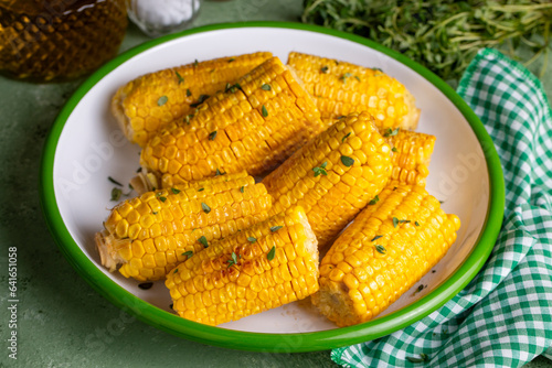 Sweet boiled corn, food concept photo