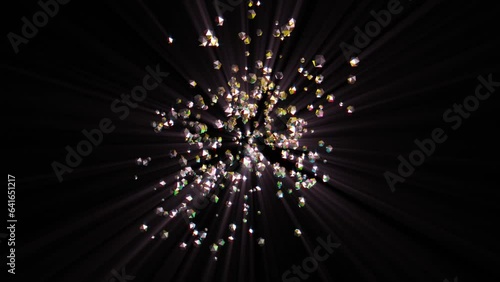 Abstract background 3D animation shiny particles outburst and transformation. Great for scientific, technological, industrial, futuristic,  sci-fi photo