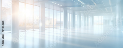 large blurred corridor of an empty office modern building on a sunny morning  legal AI
