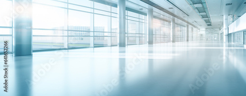 Wallpaper Mural a large empty corridor in a modern office building with large panoramic windows at dawn, legal AI Torontodigital.ca