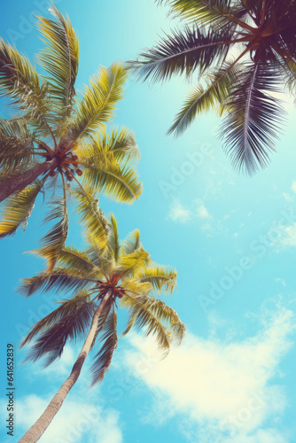 Summer holidays travel concept. Palm trees against blue sky © Aquir