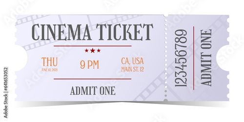 Cinema entry ticket in old style. Admit one