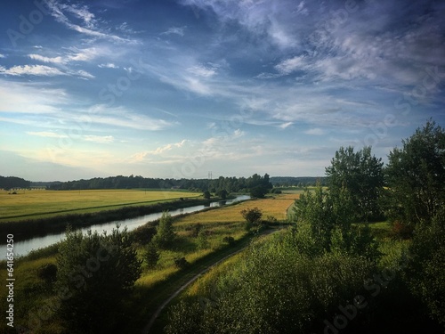 Landscape with river and sky near Salo  Finland  July 2018
