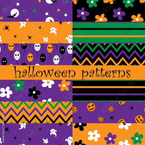Set of seamless patterns for Halloween