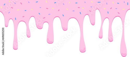 pink paint splashes dessert dripping glaze cream flat illustration