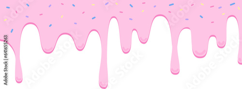 Pink drop of doughnut glaze with colorful sprinkles flat illustration photo