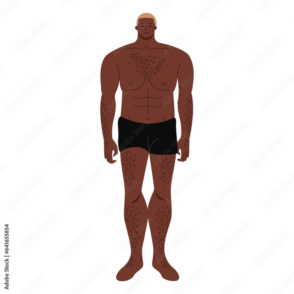 Fototapeta premium Man wearing boxer shorts standing flat illustration