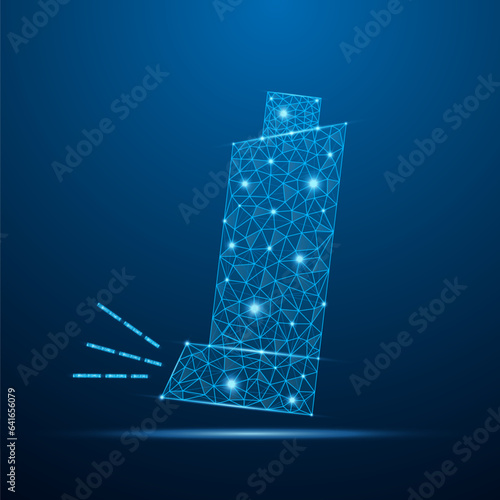 Low poly inhaler for asthma vector design with futuristic concept. Medical device low poly wire-frame design. Medical and health illustration.